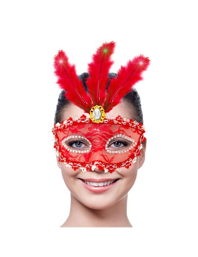 Mask Eye Metallic Red with LED Light