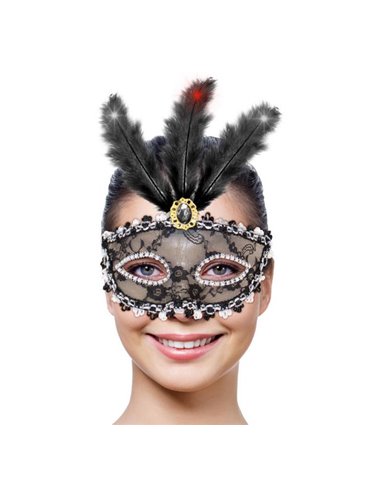 Mask Eye Metallic Black with LED Light