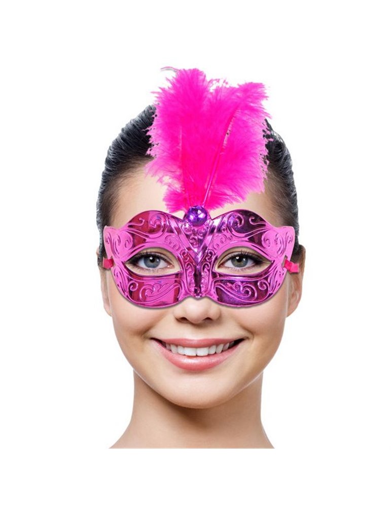 Mask Eye Venetian Magenta & Feathers