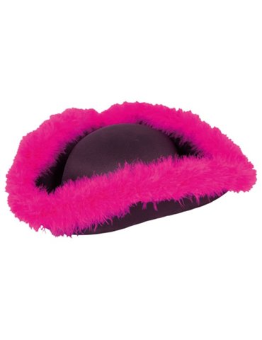 Hat Pirate Black Felt with Pink fur