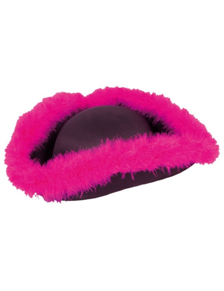 Hat Pirate Black Felt with Pink fur