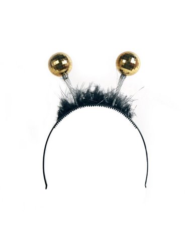 Tiara Black with Gold Disco Balls