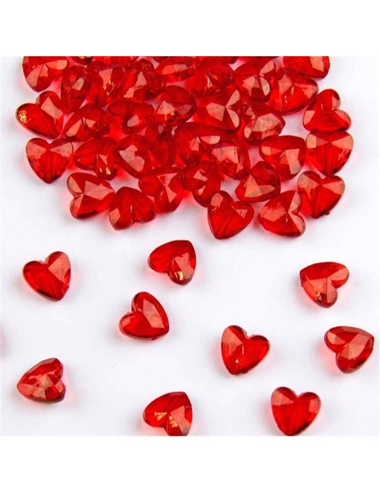 Party Diamonds Hearts Red 12mm