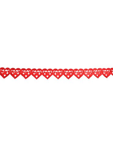 Bunting Heart Shapes Paper Garland  Red