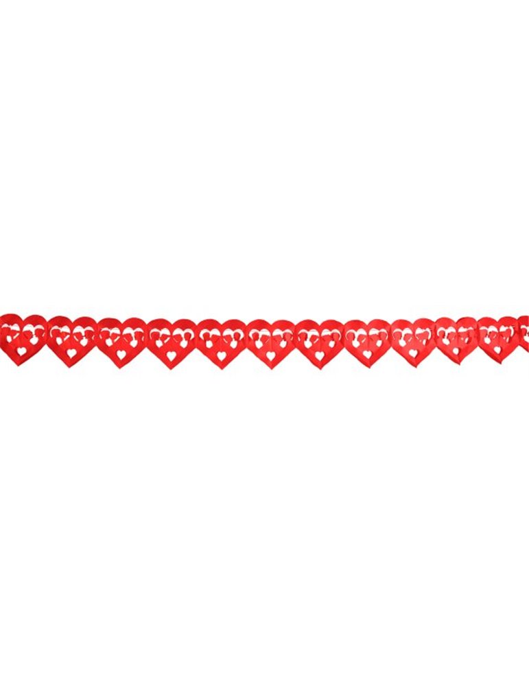 Bunting Heart Shapes Paper Garland  Red