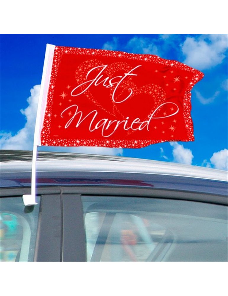 Just Married Car Flag  Red