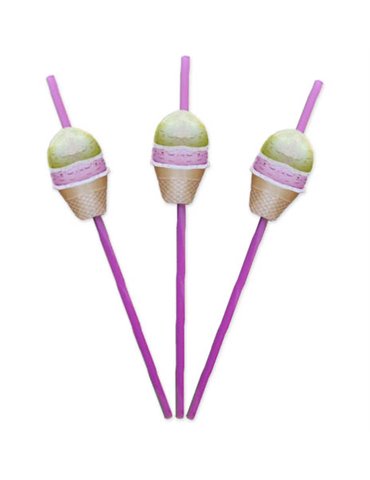 Party Straws with Ice cream cone 24cm 8'