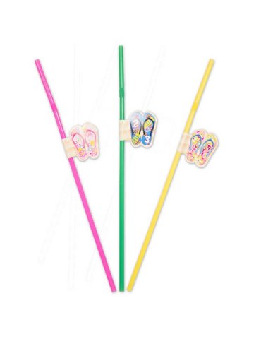 Party Straws with Flip Flops 24cm 8's