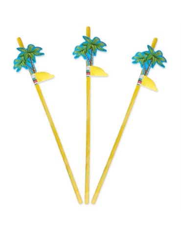 Party Straws with Palmtree 24cm 8's