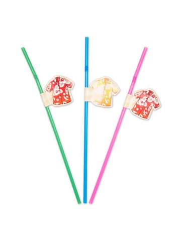 Party Straws with Hawaii Shirt 24cm 8's