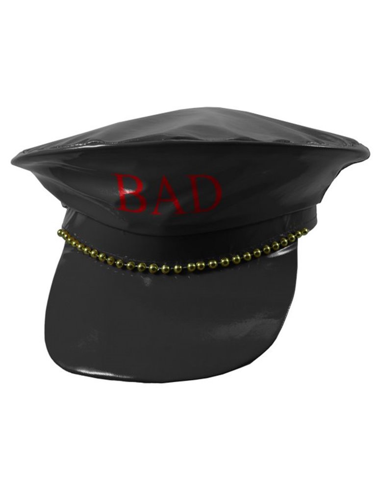 Hat Police Fake Leather "BAD GIRL" Black