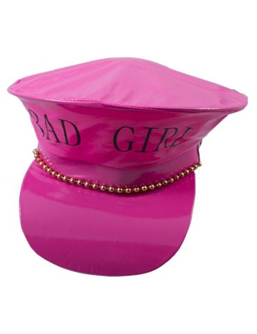 Hat Police Fake Leather "BAD GIRL" Pink