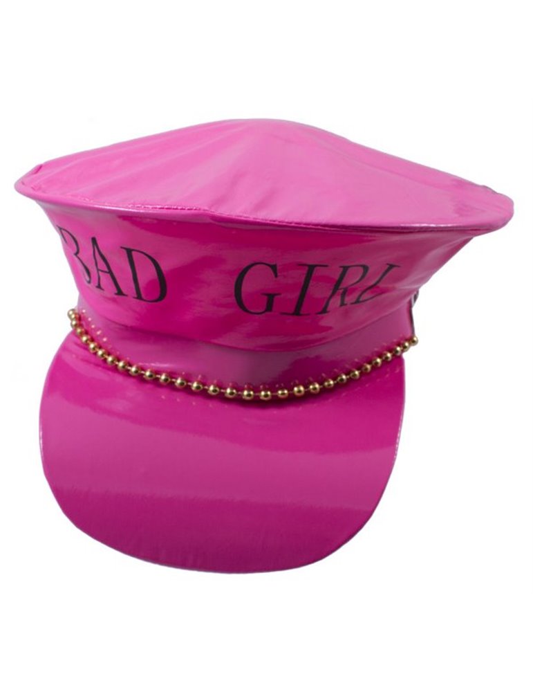 Hat Police Fake Leather "BAD GIRL" Pink