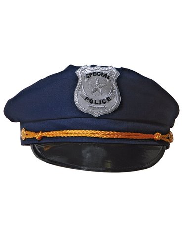 Hat Police Blue with Badge & Gold Band