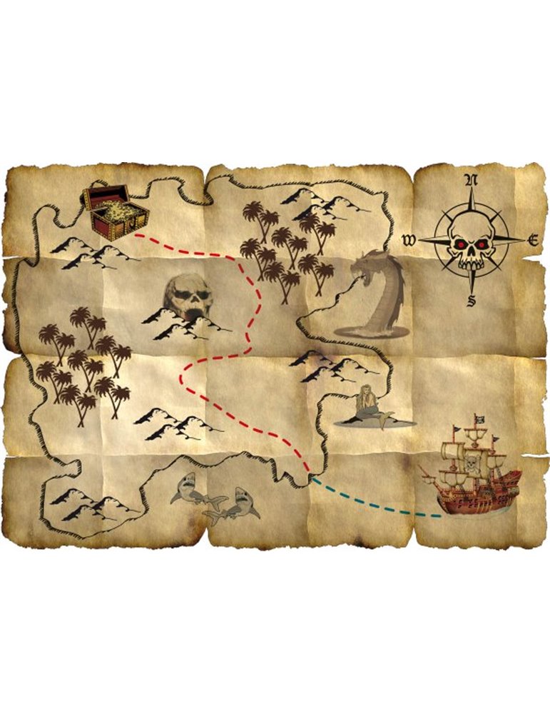 Pirate Red Birthday Treasure Map