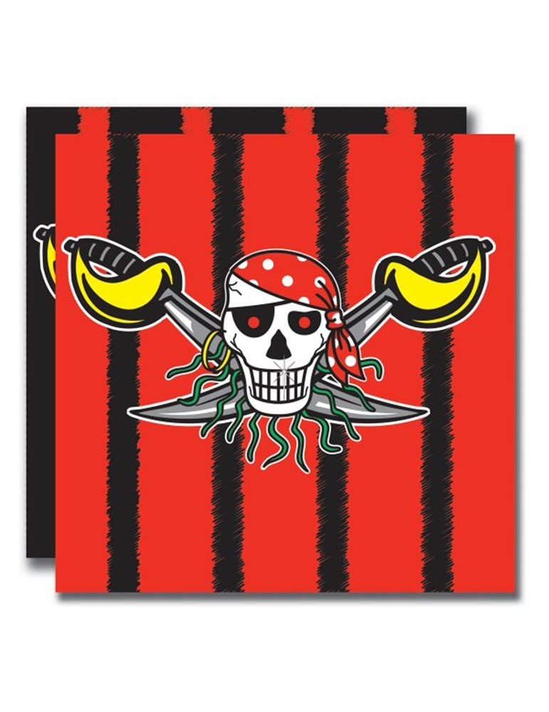 Pirate Red Birthday Napkins 33cm 20's