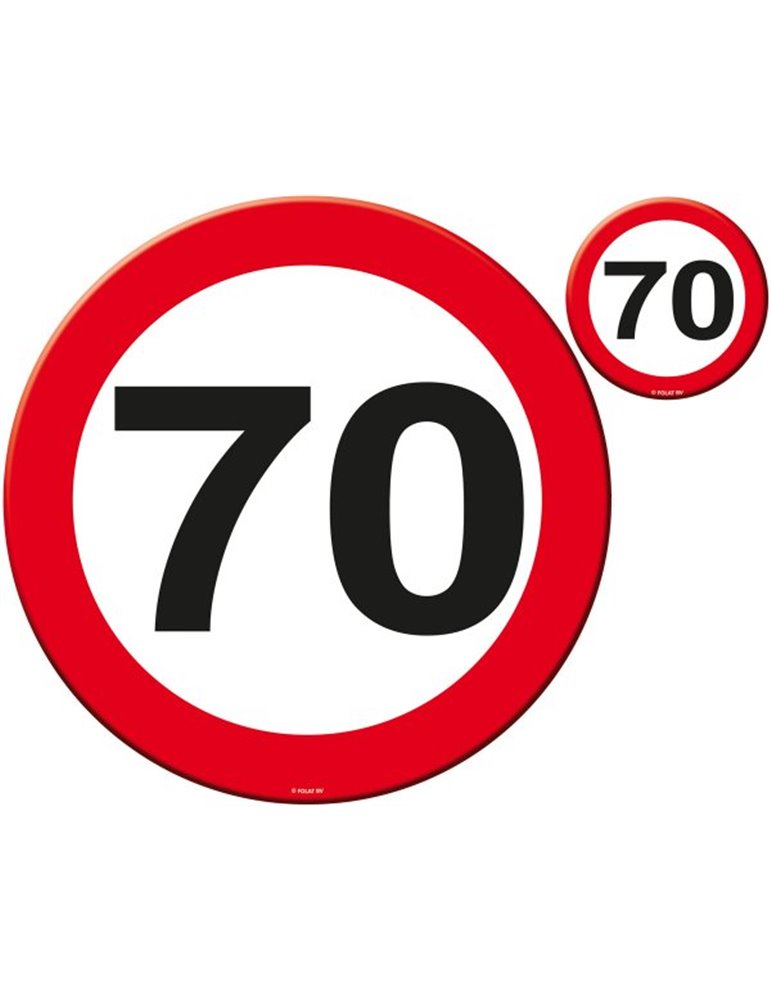 Traffic Sign 70th Birthday Place Mat & C