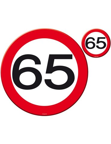 Traffic Sign 65th Birthday Place Mat & C