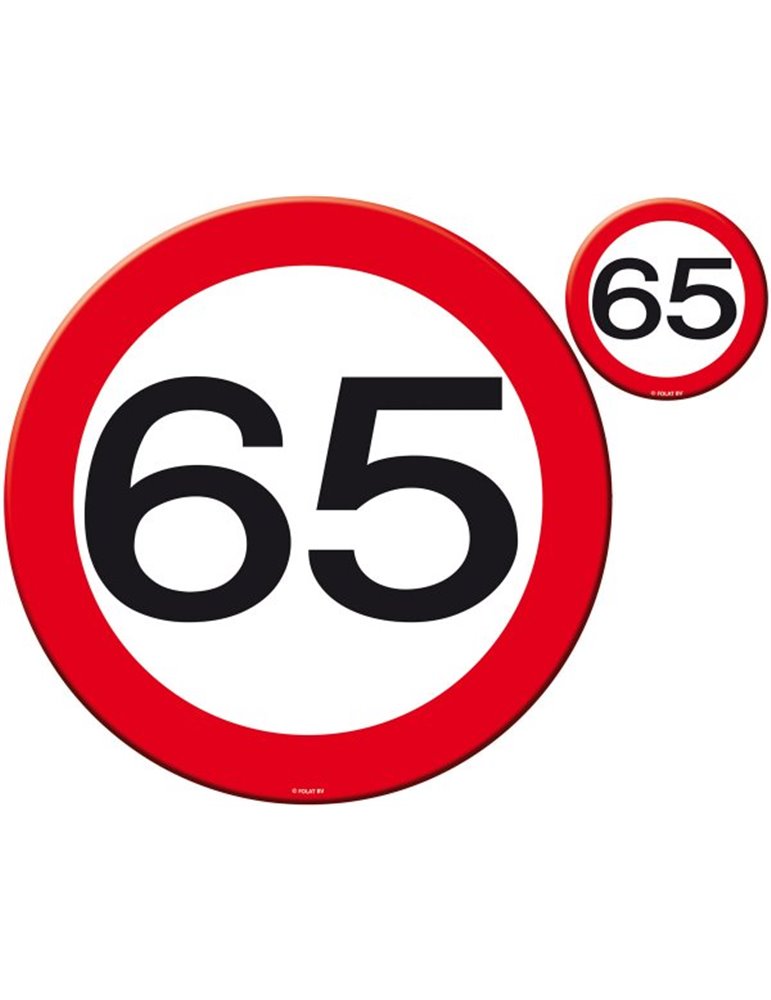 Traffic Sign 65th Birthday Place Mat & C