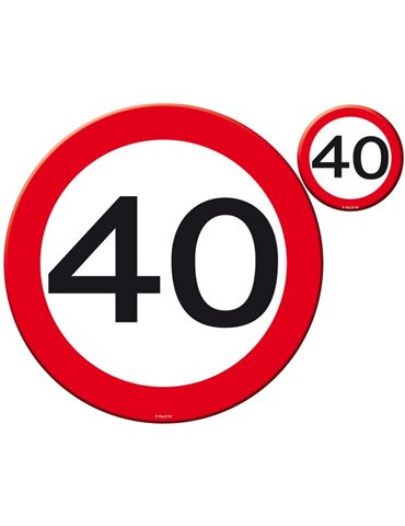 Traffic Sign 40th Birthday Place Mat & C