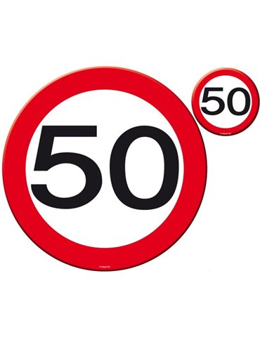 Traffic Sign 50th Birthday Place Mat & C