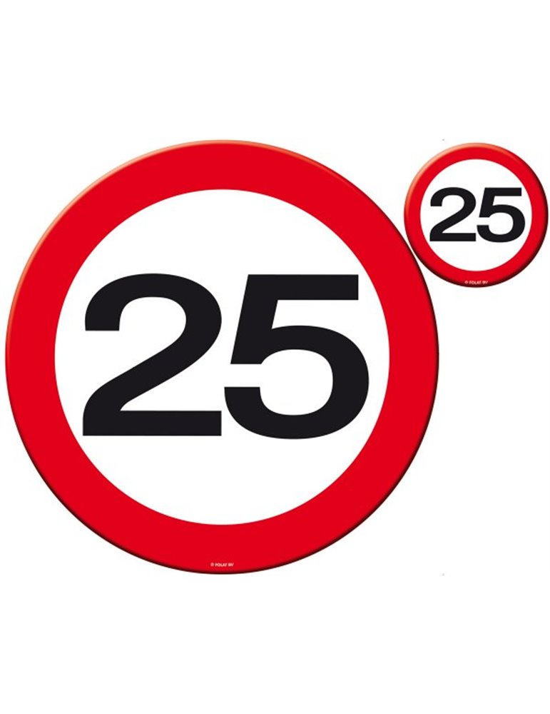 Traffic Sign 25th Birthday Place Mat & C