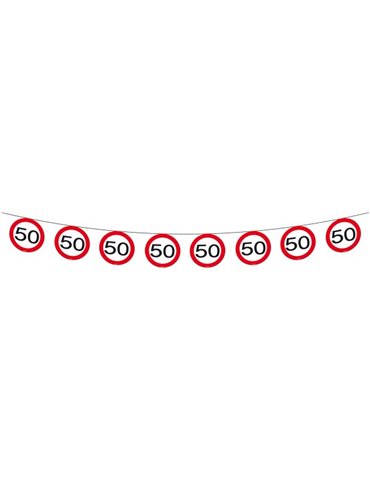 Traffic Sign 50th Birthday Banner 12m