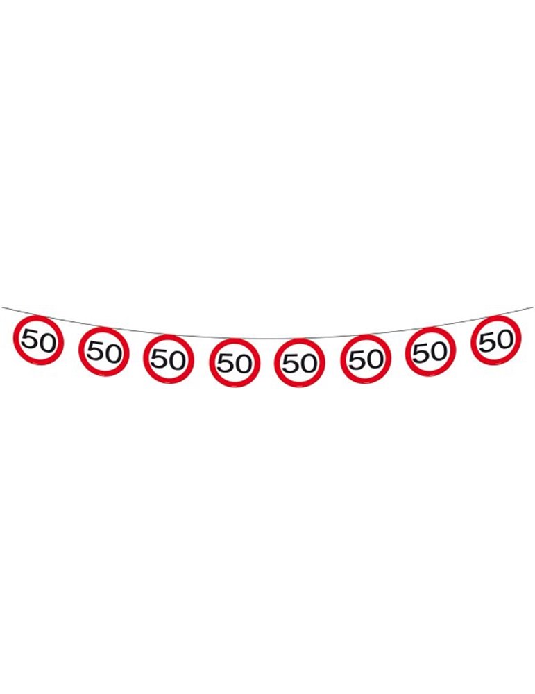 Traffic Sign 50th Birthday Banner 12m