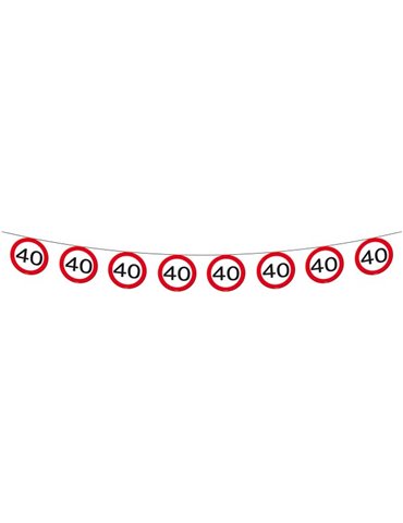 Traffic Sign 40th Birthday Banner 12m