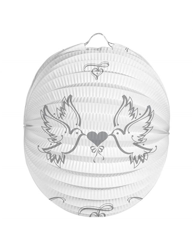 Party Lantern White Doves 22cm