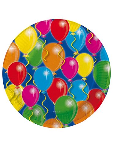 Party Plates Balloon Card 23cm 8's