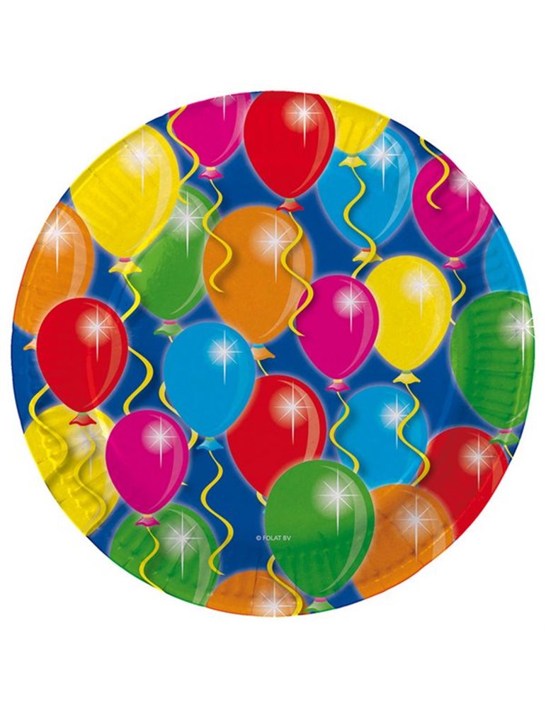 Party Plates Balloon Card 23cm 8's