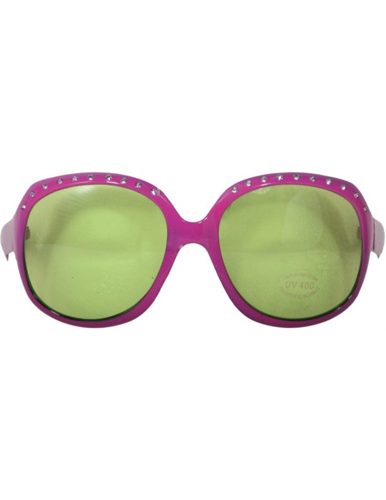 Party Glasses Large Pink with Green Lens