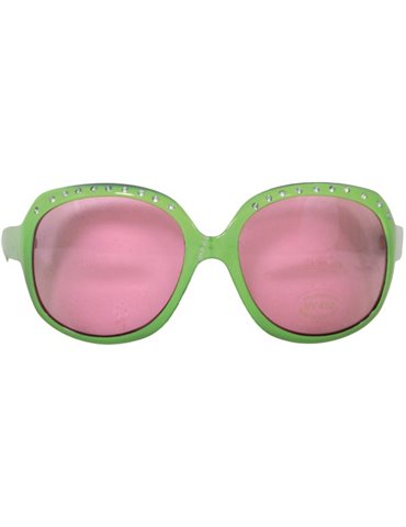 Party Glasses Large Green with Pink Lens