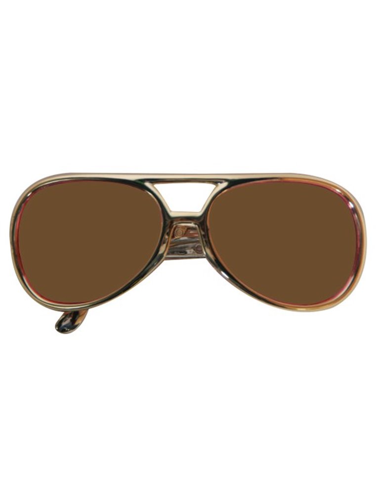 Party Glasses Elvis Gold with Brown Lens