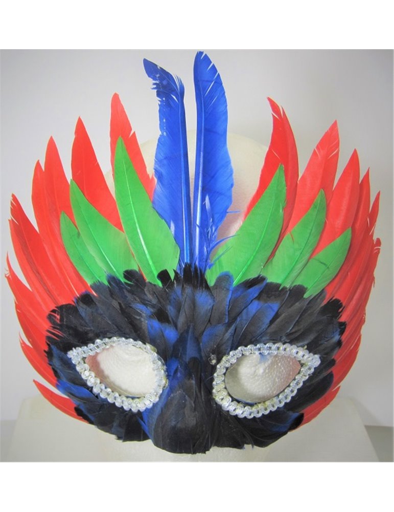 Mask Feather 3 Tier Red & Green