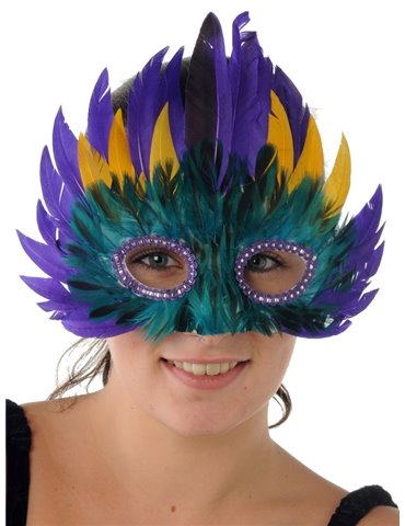 Mask Feather 3 Tier Purple & Yellow