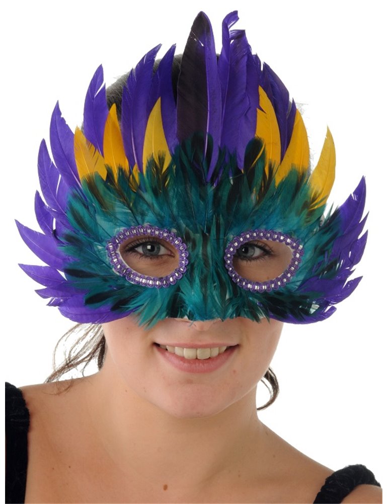 Mask Feather 3 Tier Purple & Yellow