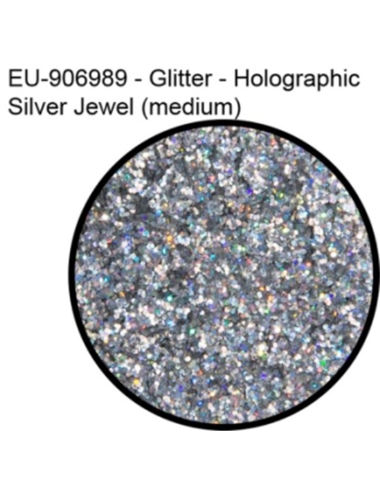 Glitter Holographic Jewel Silver Mediu