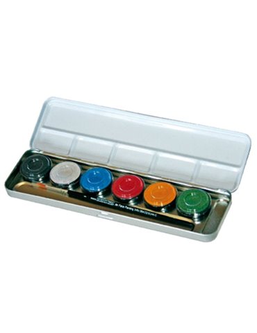 Metal Paint Box Pearlised Colours x 6