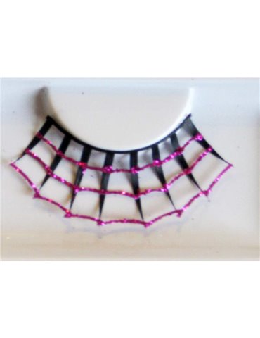 Eye Lashes Spiderweb Pink & Black