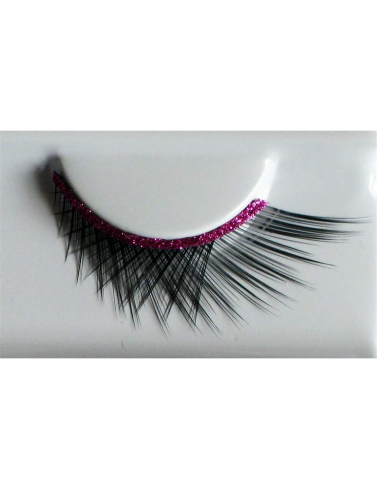 Eye Lashes Crossed Black & Pink Stra