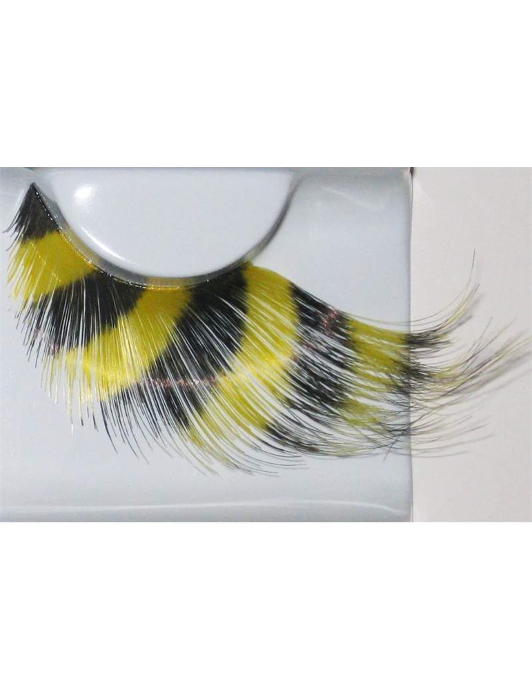 Eye Lashes Feather Yellow & Black lo