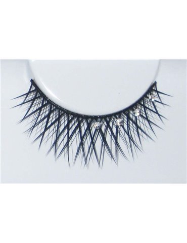 Eye Lashes Rinestone Crossed Black