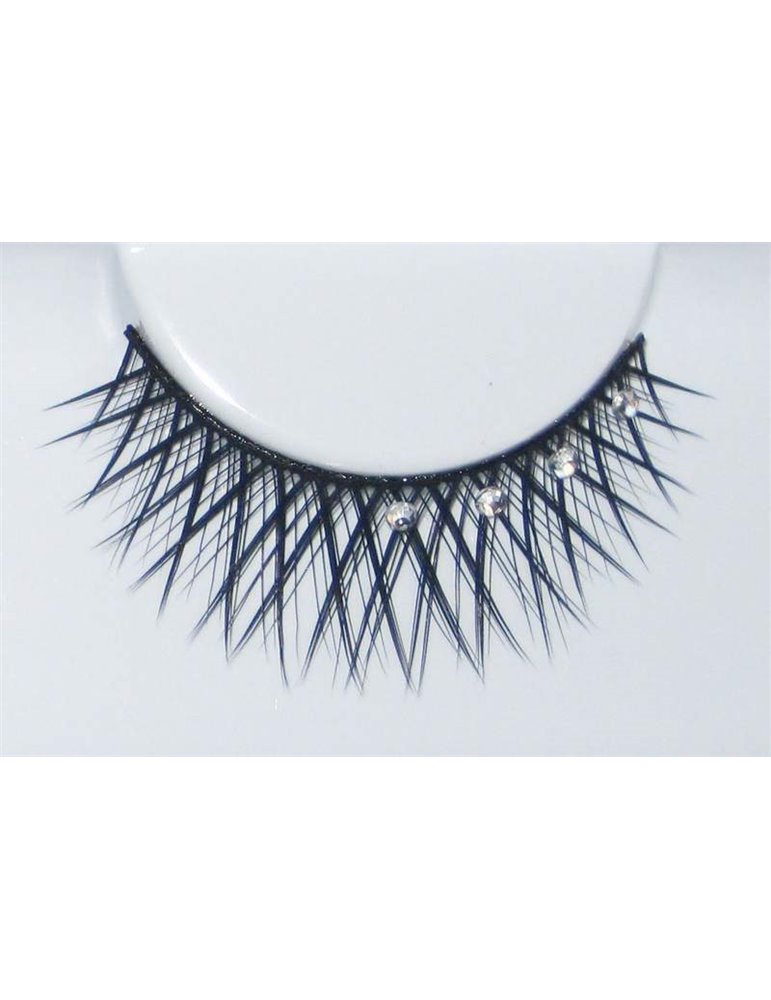 Eye Lashes Rinestone Crossed Black