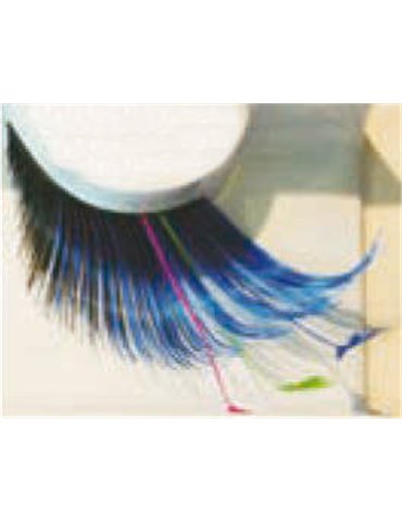 Eye Lashes Feather Coloured & Blk/Bl