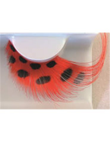 Eye Lashes Feather Black Spot on Red