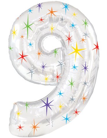 Balloon Foil - Number 9 Multi Sparkle