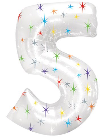 Balloon Foil - Number 5 Multi Sparkle