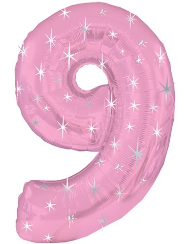 Balloon Foil - Number 9 Pink Sparkle